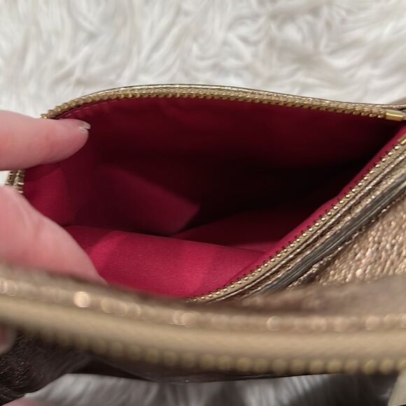 Coach Poppy Jazzy Metallic Gold 2 Way Crossbody And Shoulder Bag - Picture 9 of 16